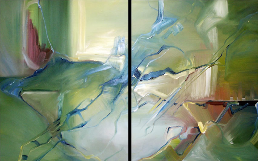 Green Abstract Oil Painting
