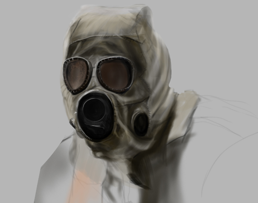 Gas Mask Digital Painting in Photoshop